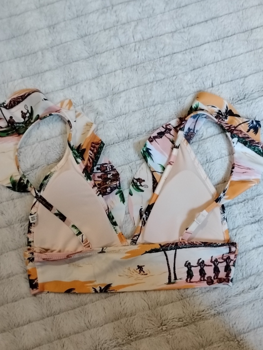 aerie Fun Vintage Hawaii Surf Style Print Bikini Ruffled Tropical - Picture 5 of 11